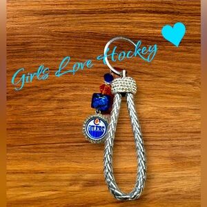 💙🙏Oilers fan -hockey lover -leatherette wristlet style